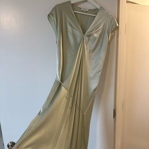 Vince 100% silk pastel green midi dress